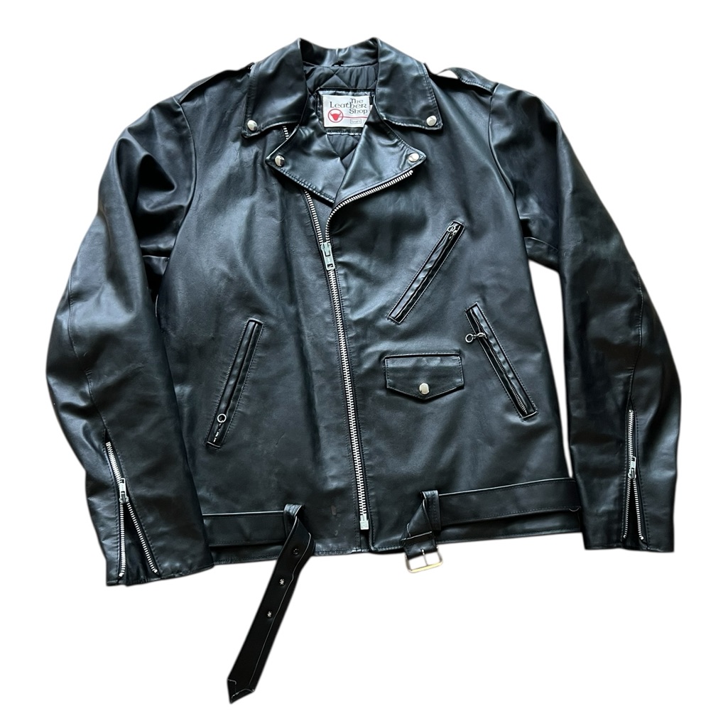 1970s Sears The Leather Shop Moto Jacket 46 Tall